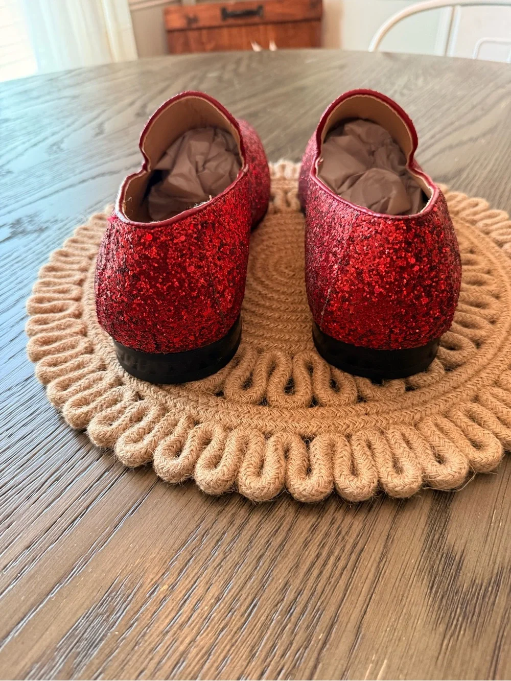Mario Lopez Red Glitter Loafers Sz 12